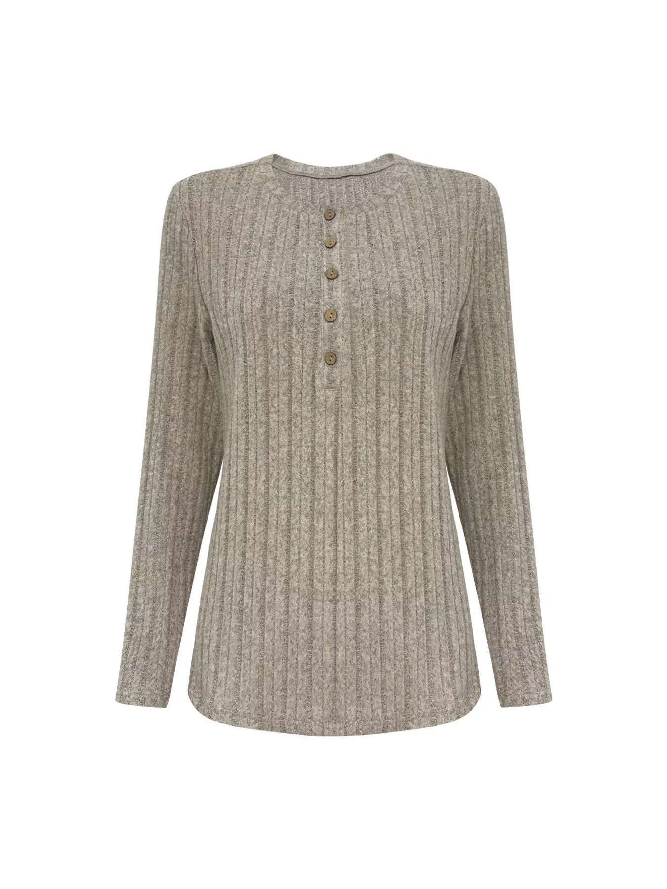 Plus Size Ribbed Knit Button-Front Top and Pants Set - Image 12