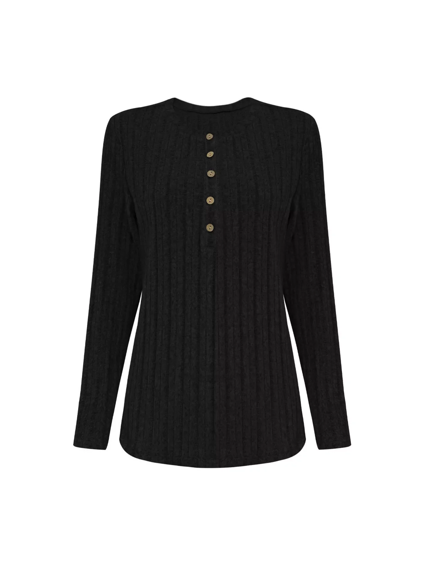 Plus Size Ribbed Knit Button-Front Top and Pants Set - Image 5