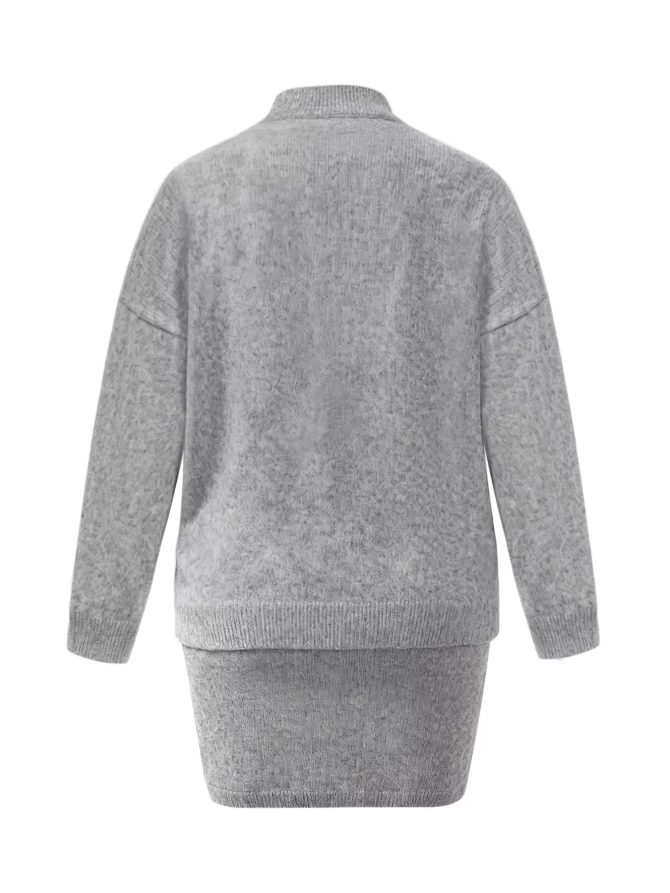 Plus Size Round Neck Long Sleeve Top and Skirt Sweater Set - Image 4