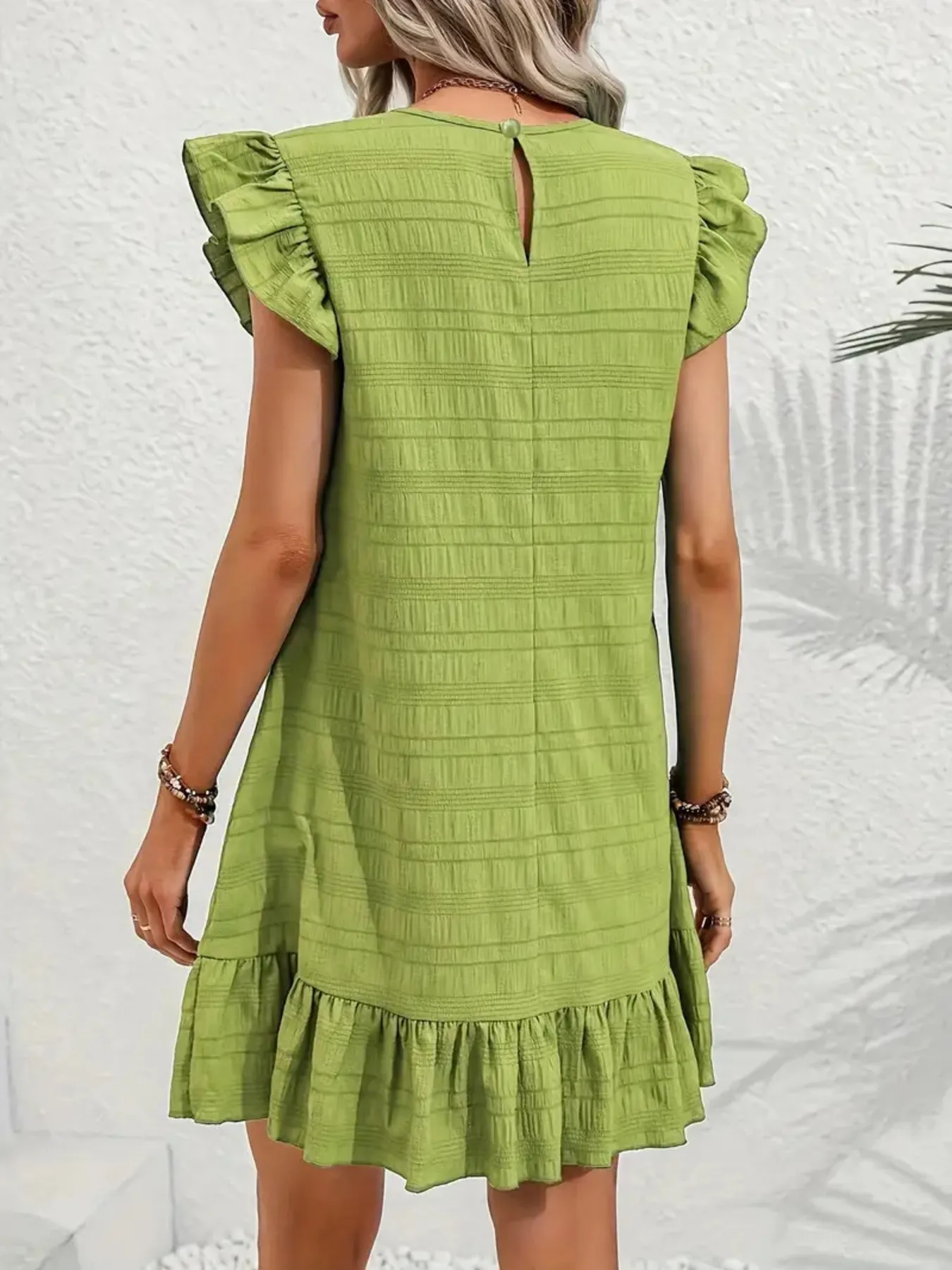 Plus Size Ruffle Hen Cap Sleeve Mini Dress - Image 10