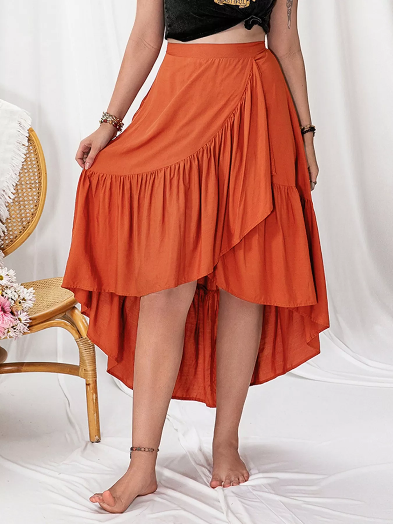Plus Size Ruffled High-Low Skirt - Image 2