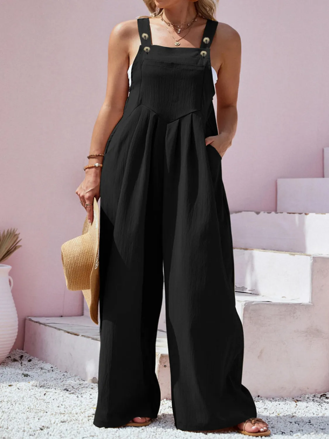 Plus Size Square Neck Wide Leg Overalls - Image 13