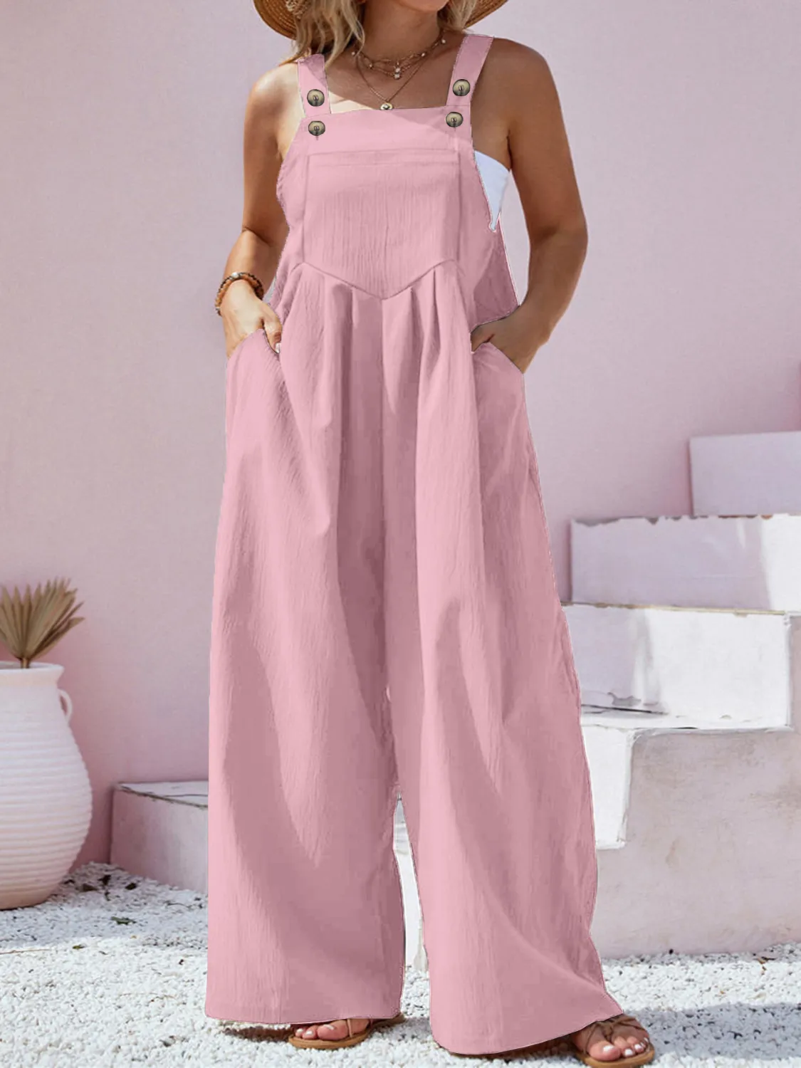 Plus Size Square Neck Wide Leg Overalls - Image 8