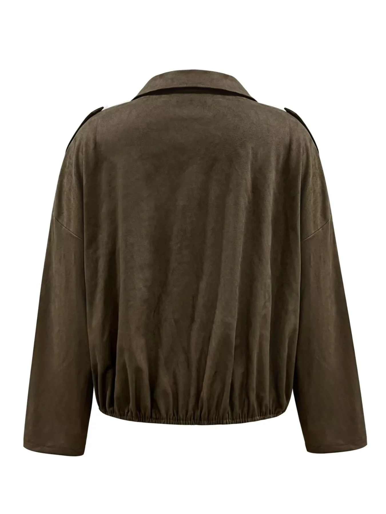 Plus Size Suede Cropped Bomber Jacket - Image 8