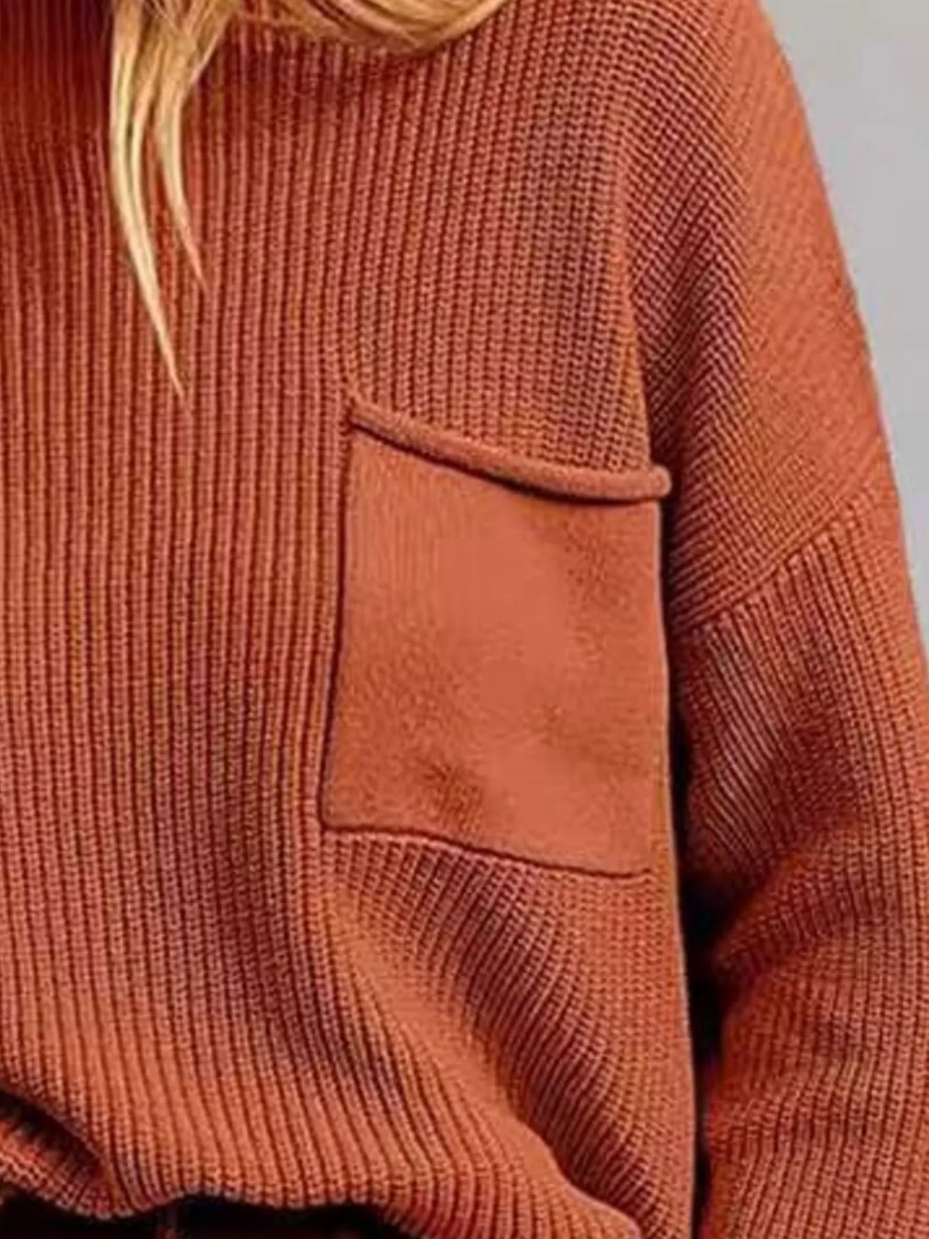 Pocket Detail Dropped Shoulder Sweater - Image 12