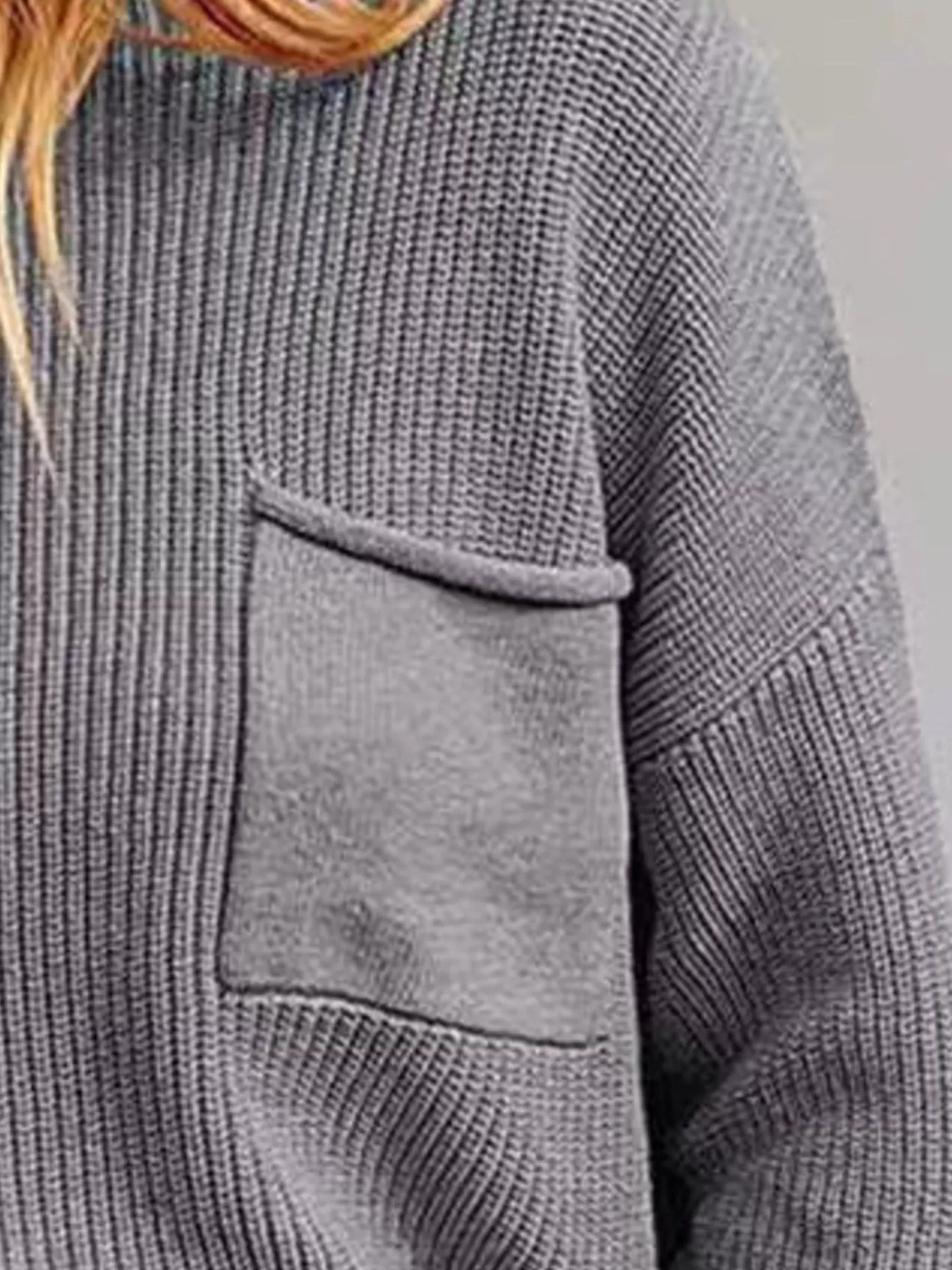 Pocket Detail Dropped Shoulder Sweater - Image 8