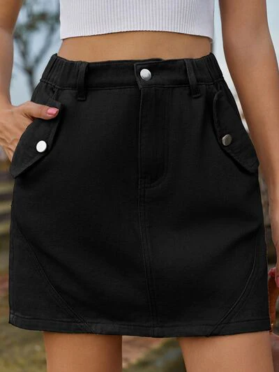 Pocketed Buttoned Mini Denim Skirt - Image 6