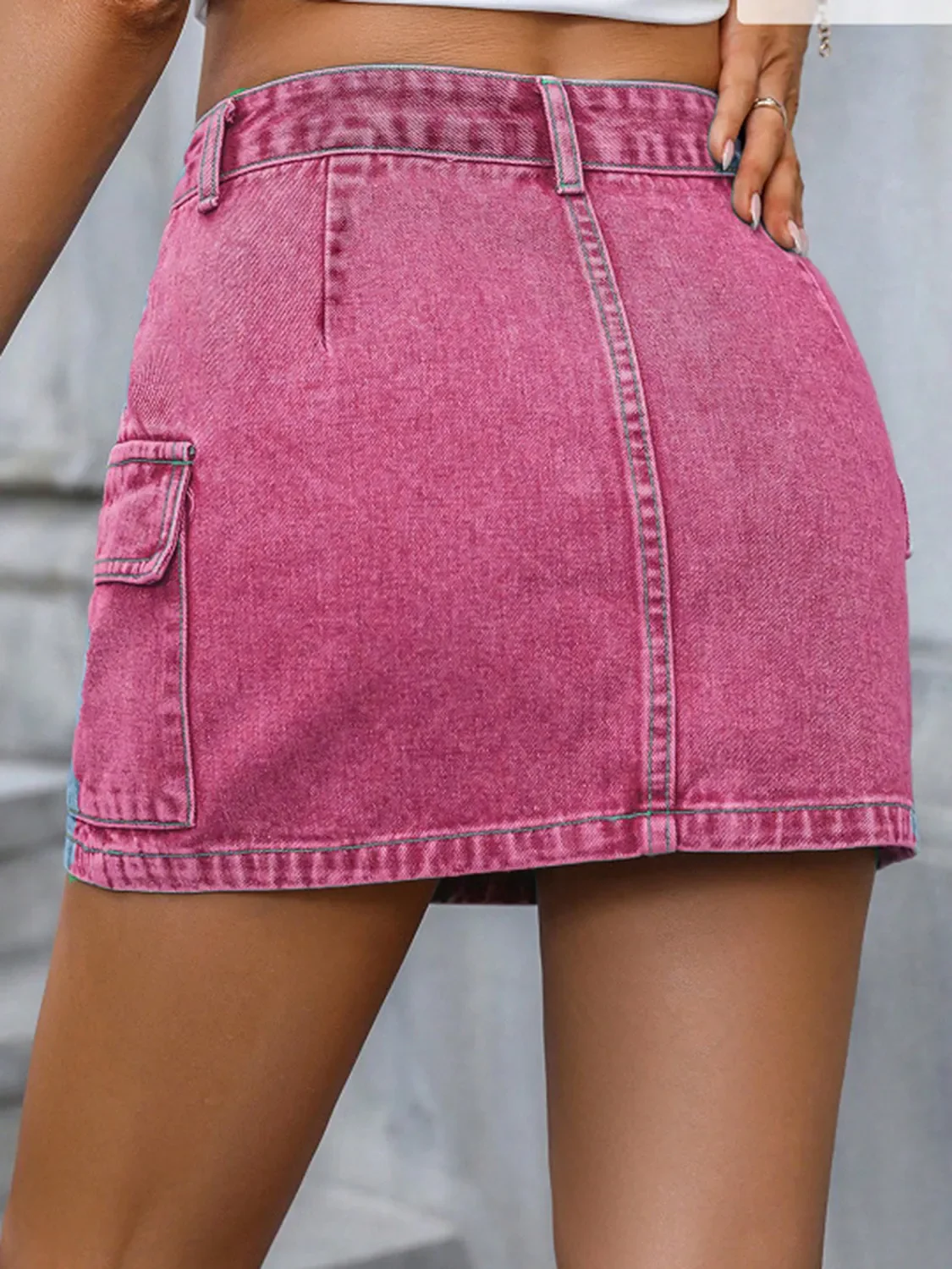 Pocketed Denim Mini Skirt - Image 9