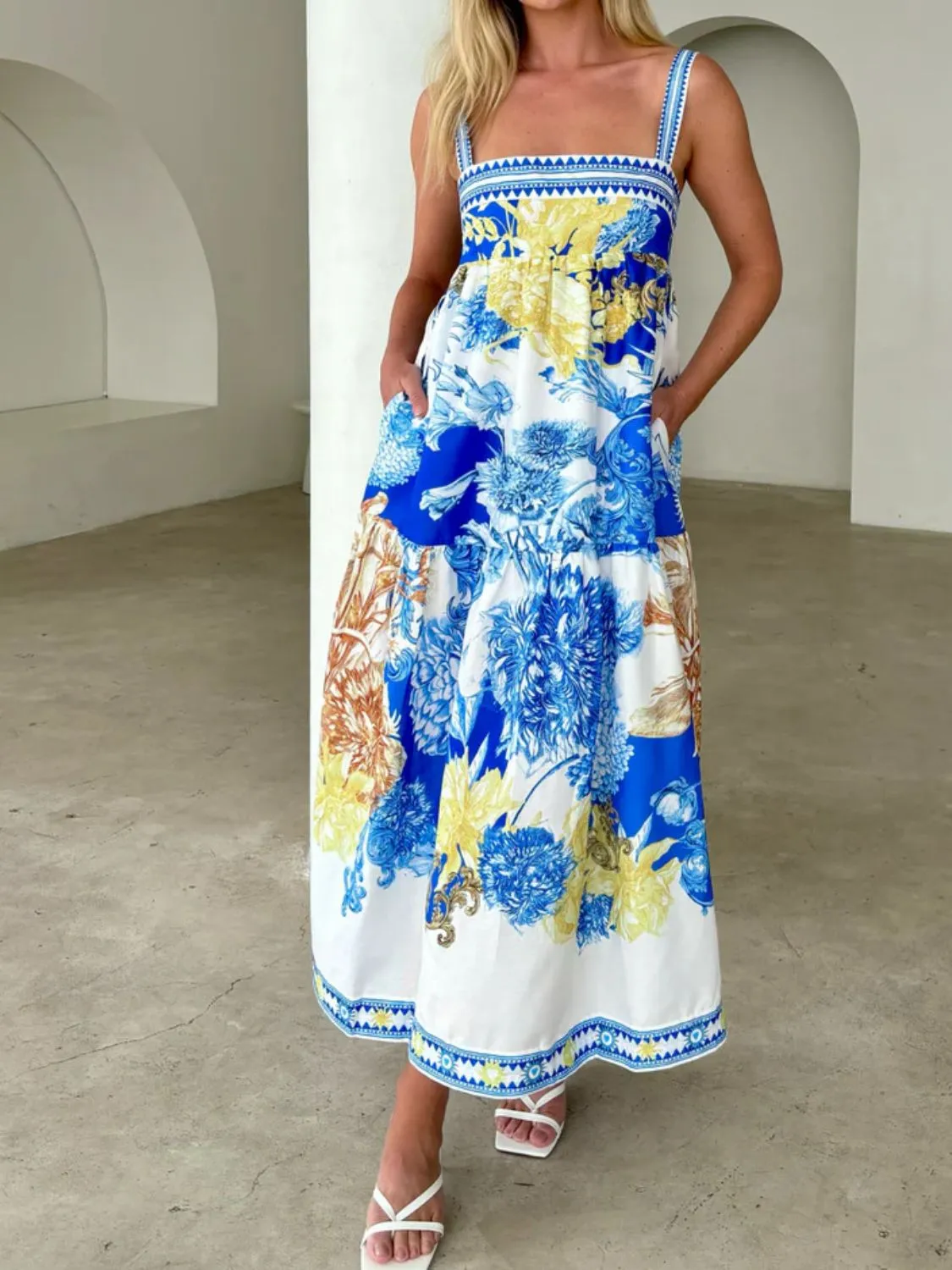 Pocketed Printed Sleeveless Cami Dress - Image 8
