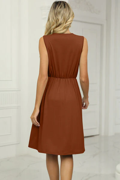 Pocketed V-Neck Wide Strap Dress - Image 24