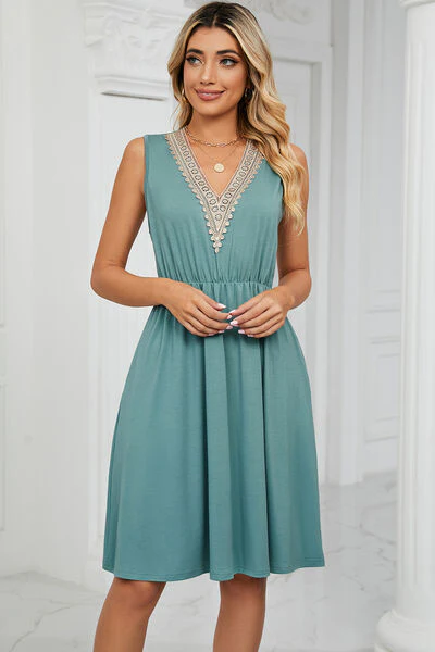 Pocketed V-Neck Wide Strap Dress - Image 5