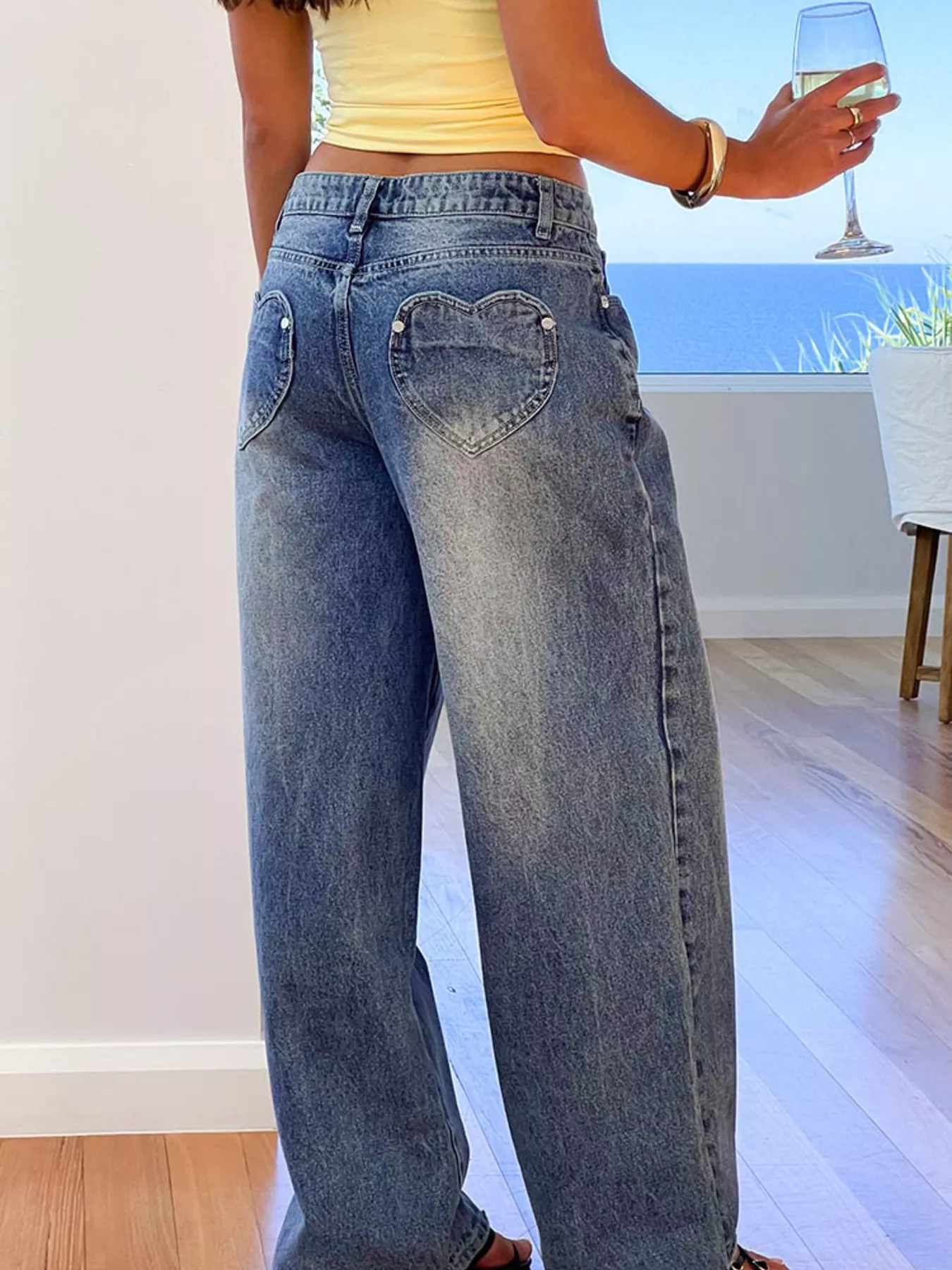 Pocketed Wide leg Jeans - Image 2
