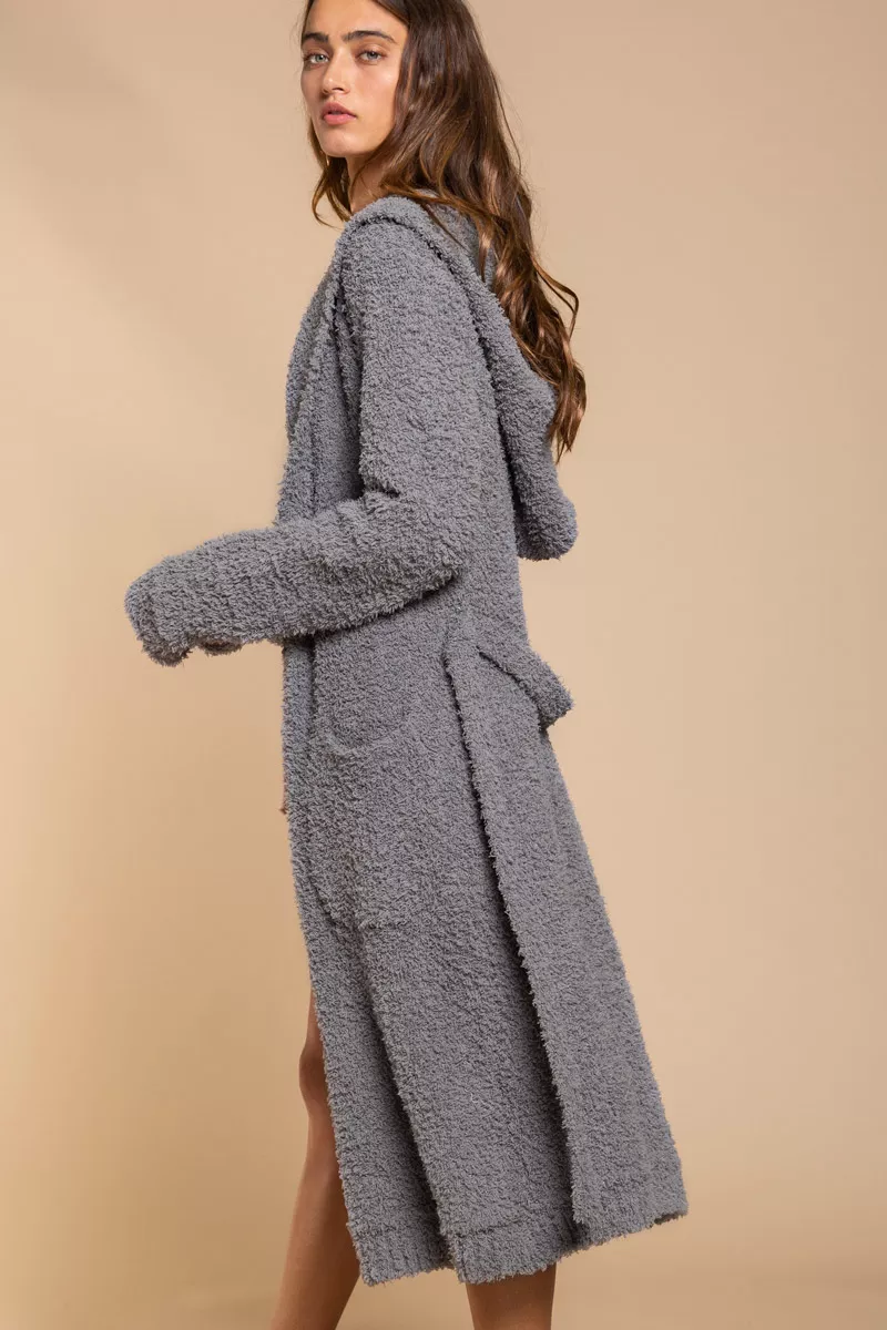 POL Berber fleece Tie Front Tunic Cardigan with Pockets - Image 4