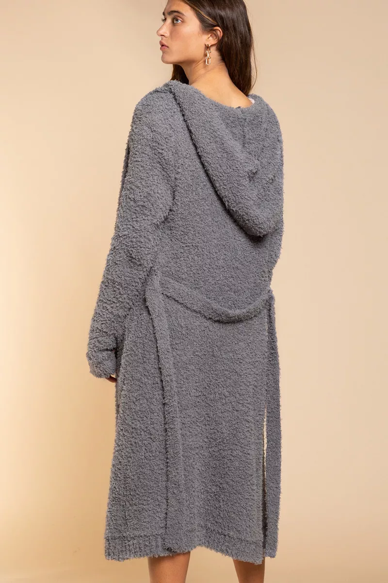 POL Berber fleece Tie Front Tunic Cardigan with Pockets - Image 5