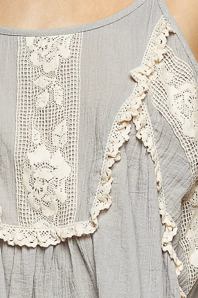 POL Boho Lace Trim Flowy Cami - Image 6
