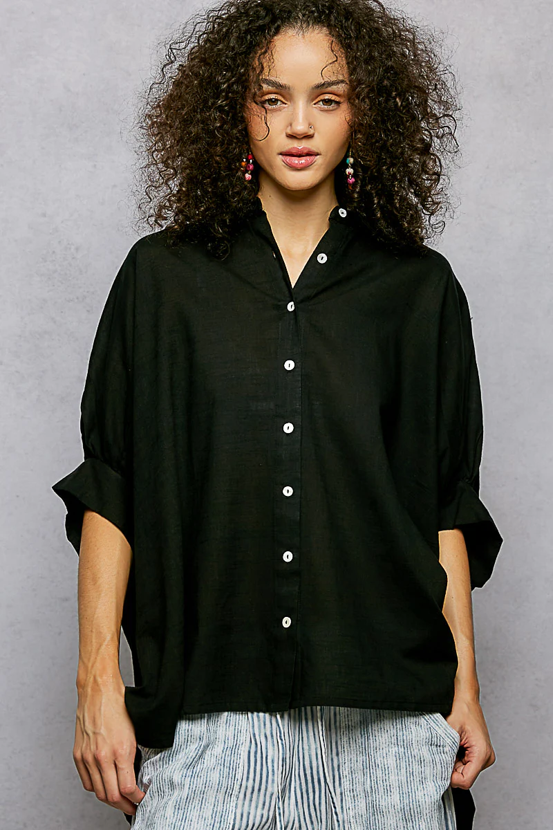POL Button Down Half Dolman Sleeve Shirt - Image 8