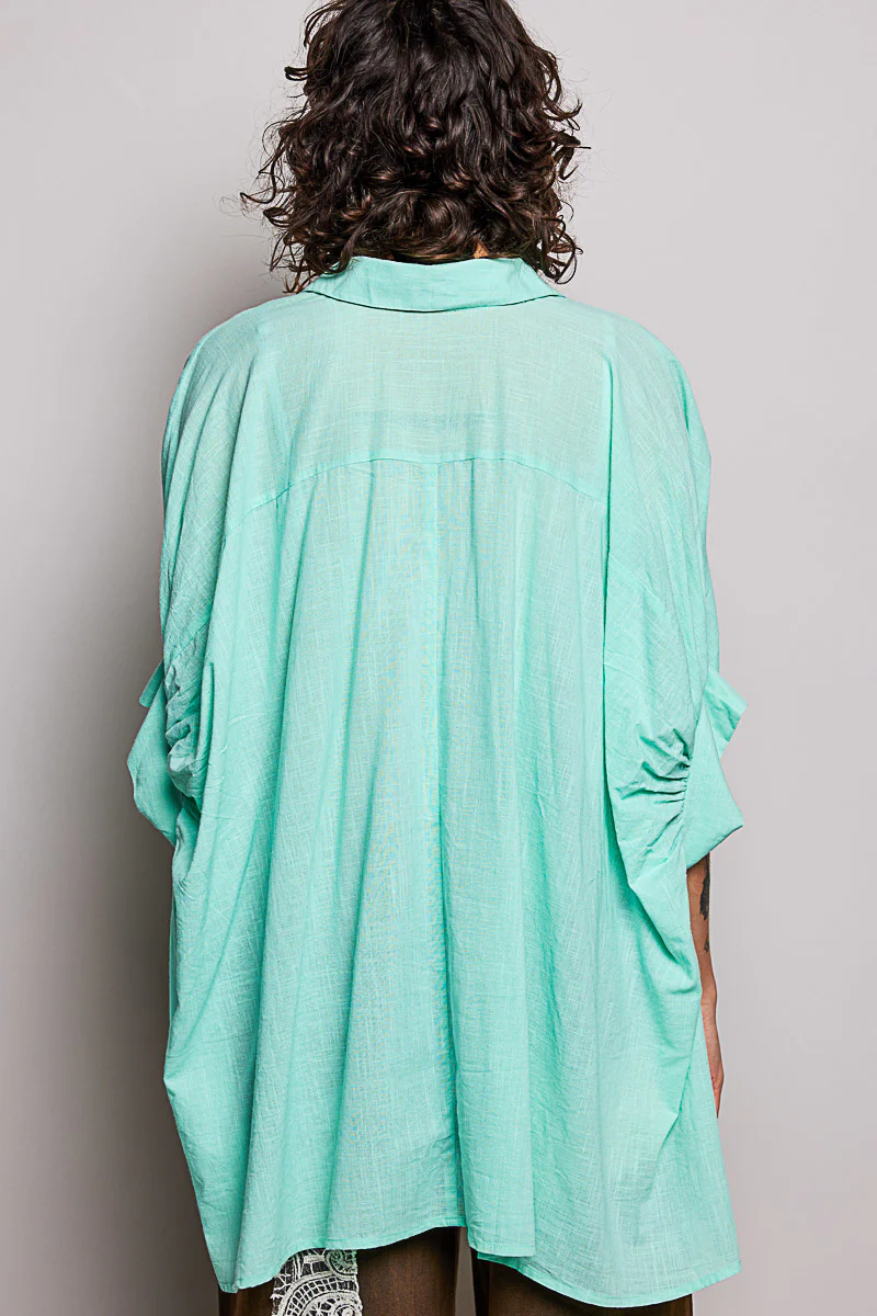POL Button Down Half Dolman Sleeve Shirt - Image 4