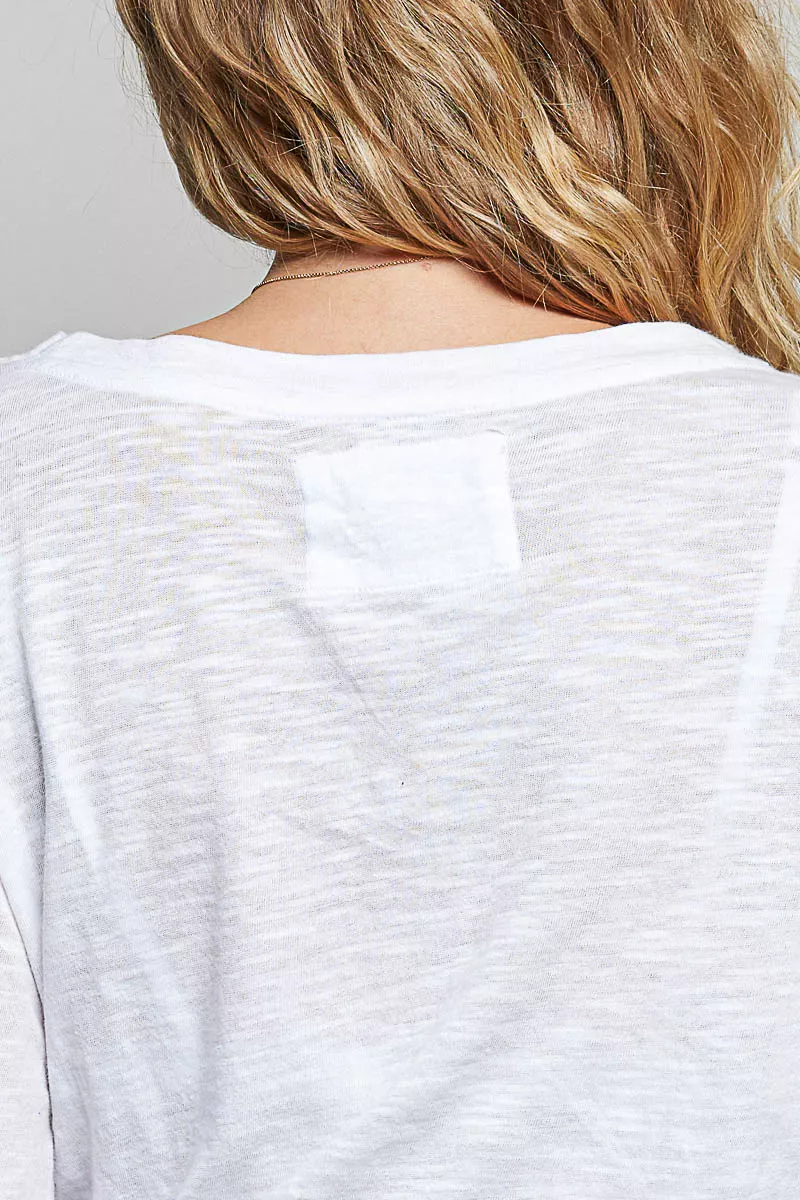 POL Contrast Hand-Stitch V-Neck Lightweight Knit Long Sleeve Top - Image 13