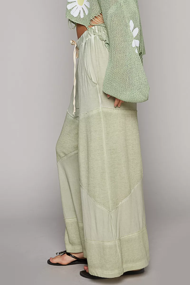 POL Elastic Waistband Wide Leg Pants with Drawstring - Image 2