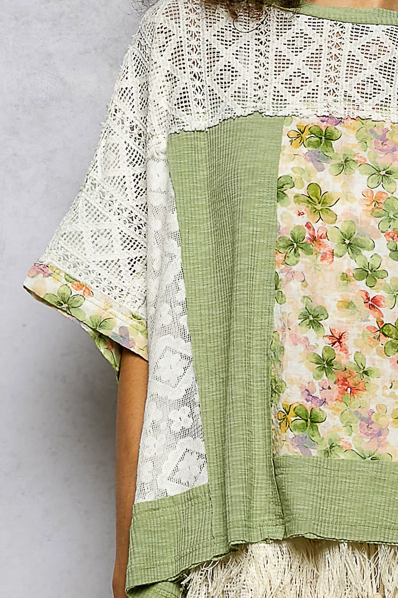 POL Floral Patchwork Lace Accent Blouse - Image 6