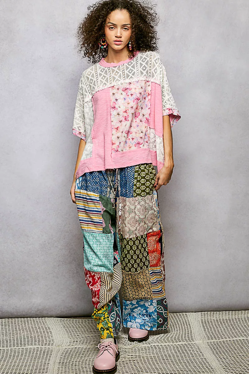 POL Floral Patchwork Lace Accent Blouse - Image 5