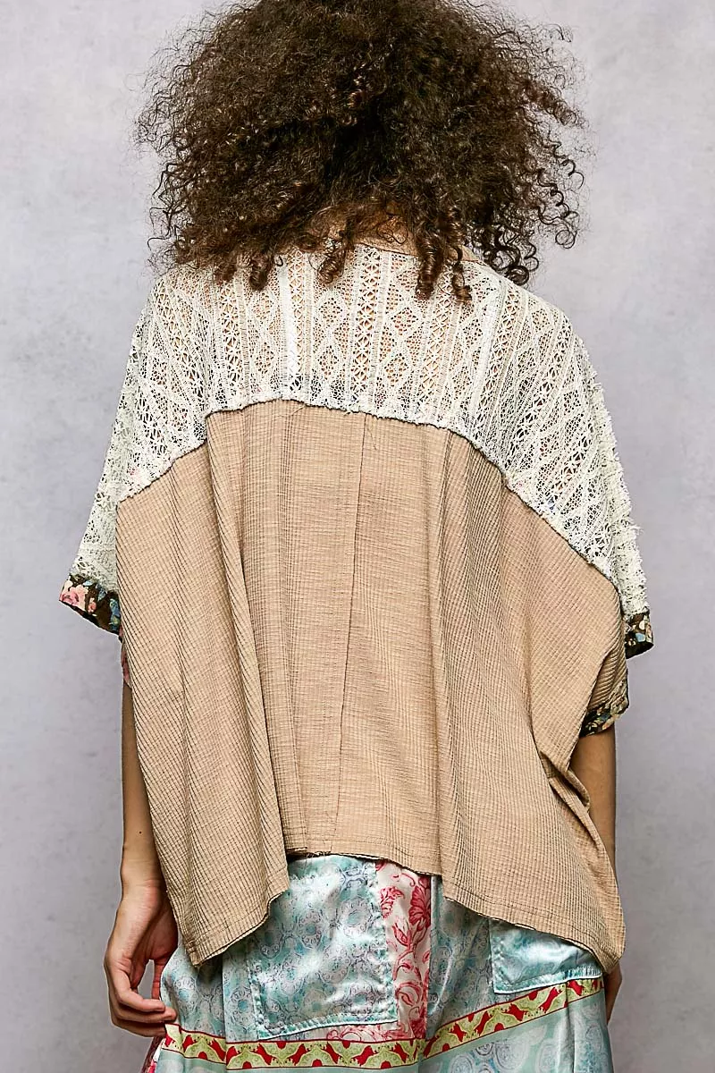 POL Floral Patchwork Lace Accent Blouse - Image 4