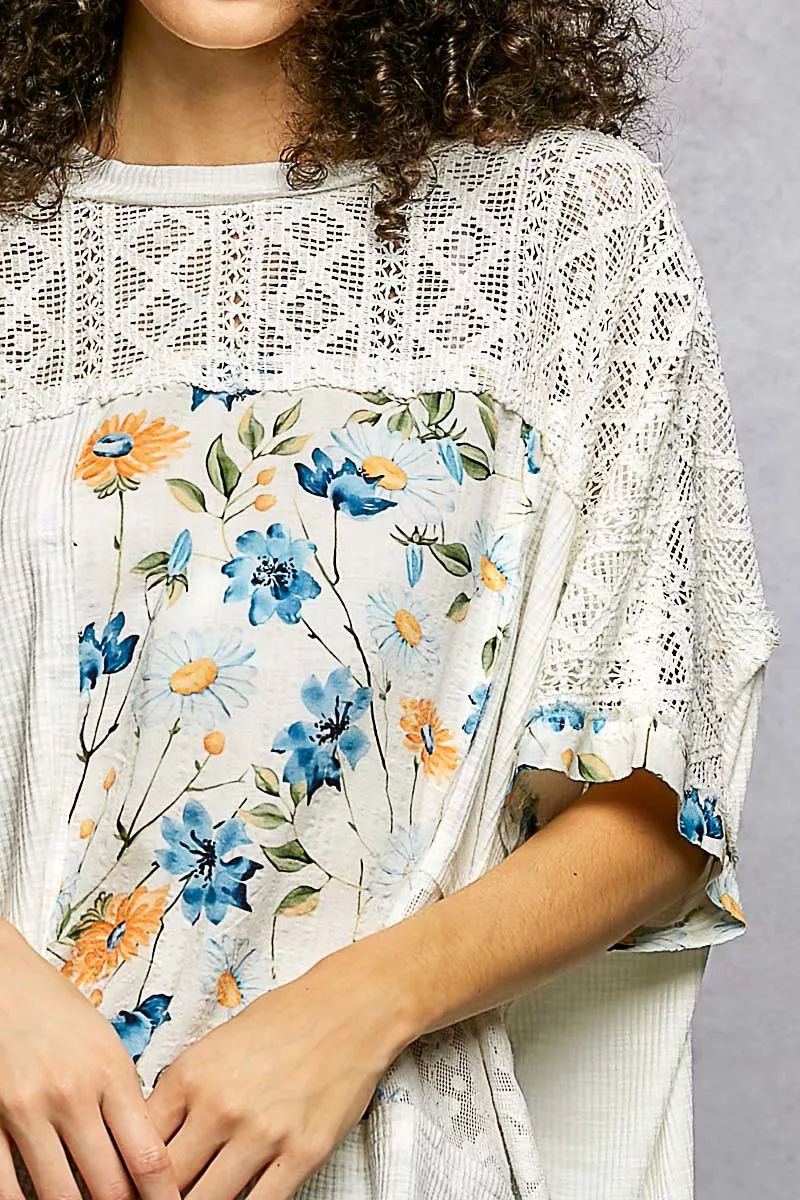 POL Floral Patchwork Lace Accent Blouse - Image 6