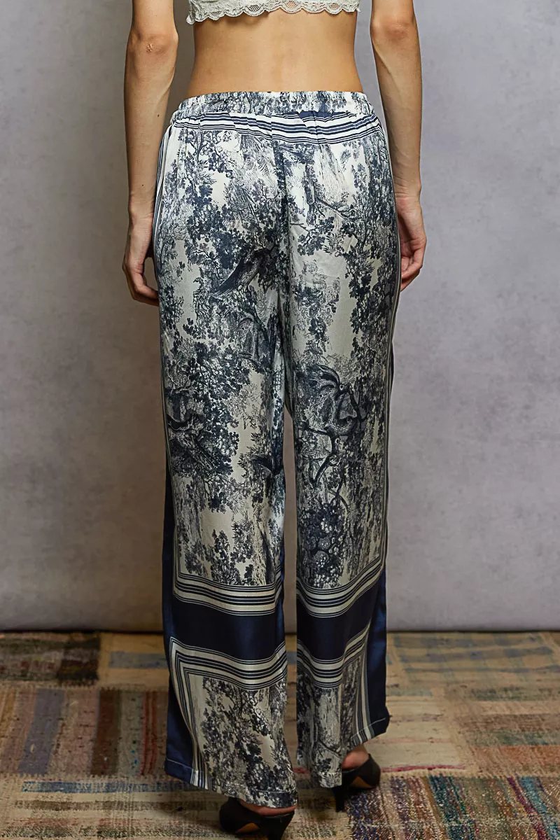 POL Floral Printed Woven Wide Leg Drawstring Pants - Image 3