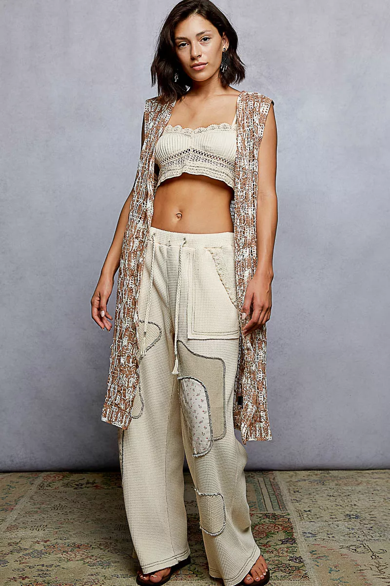 POL Metal Button Down Crochet Sleeveless Longline Cardigan - Image 3