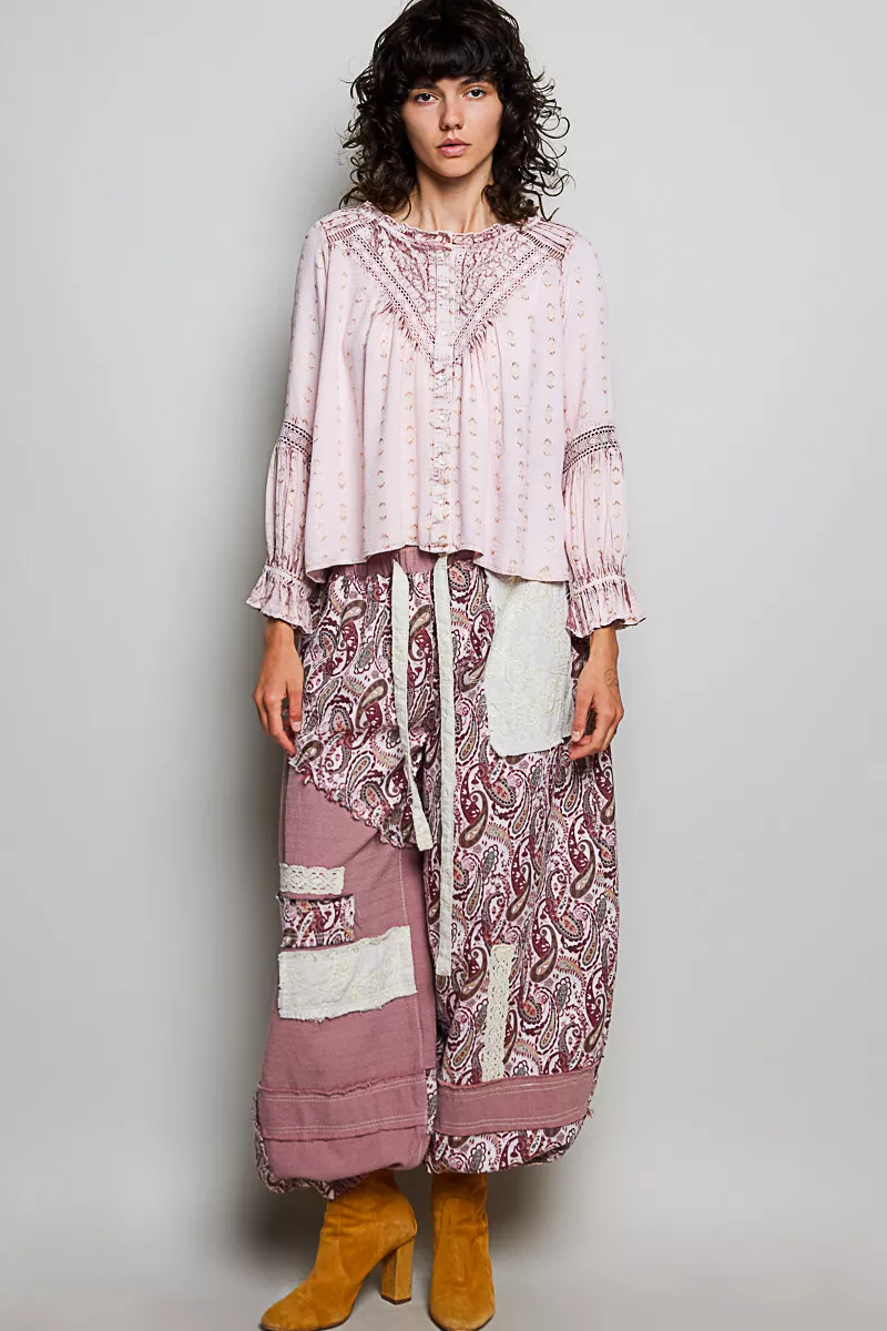 POL Mixed-Pattern Lace Detail Blouse - Image 5