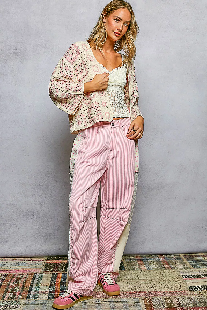 POL Open Front Crochet Cardigan with Granny Square Pattern - Image 5