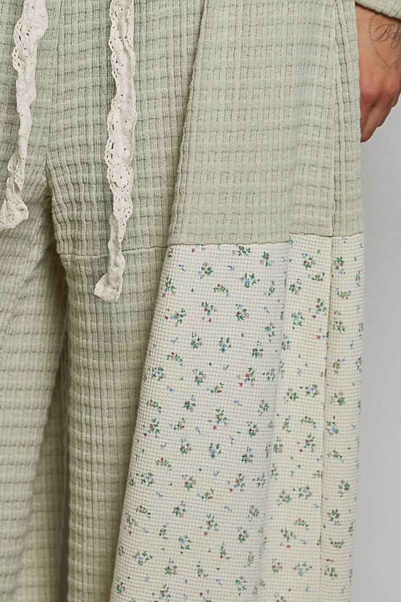 POL Patchwork Mixed Knit Wide Leg Pants - Image 7