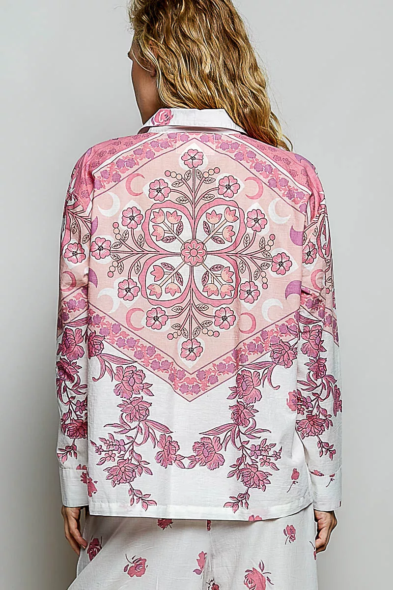 POL Printed Floral Button Down Shirt - Image 3
