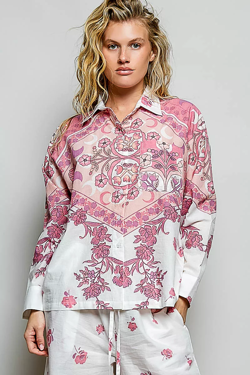 POL Printed Floral Button Down Shirt - Image 4