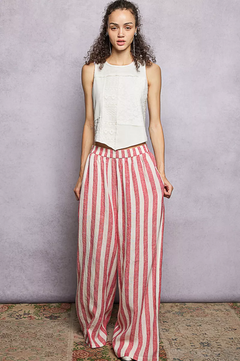 POL Ribbed Round Neck Cropped Tank with Lace Detail - Image 5