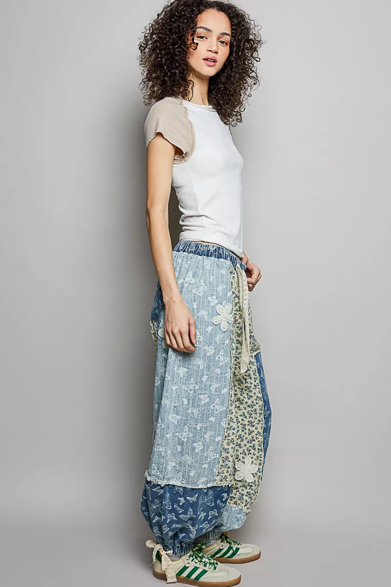 POL Round Neck Outseam Detail T-Shirt with Contrast Color Sleeves - Image 6