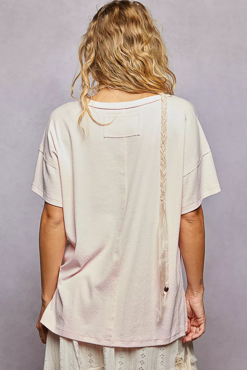 POL Round Neck Short Sleeve T-Shirt with High Low Hem - Image 4