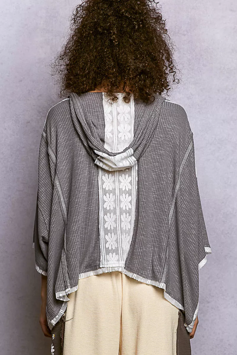 POL Short Sleeve Hoodie Top with Lace Detail - Image 4