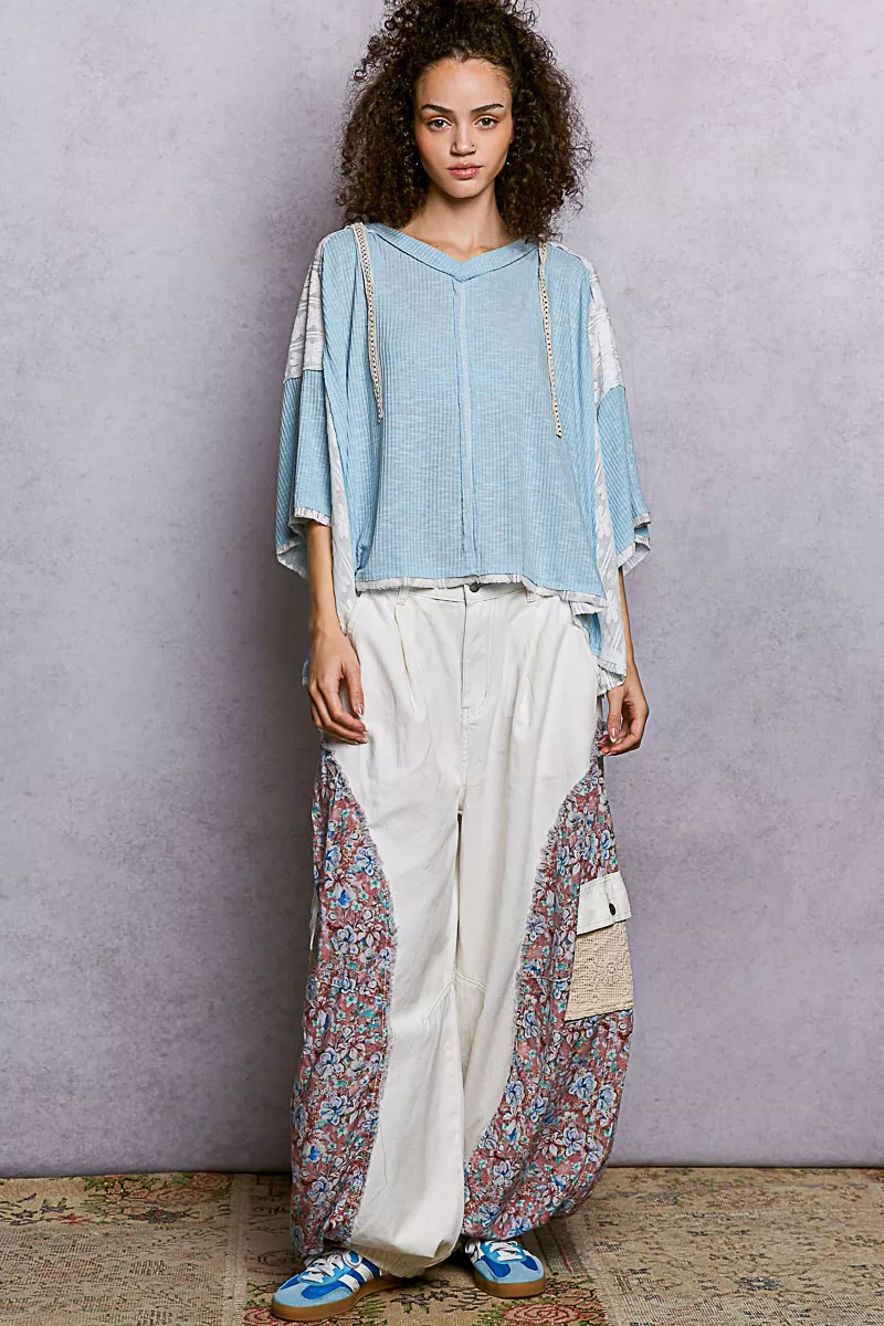 POL Short Sleeve Hoodie Top with Lace Detail - Image 5