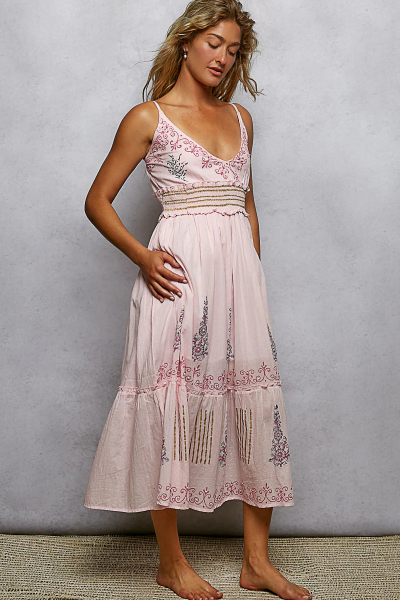 POL Smocked Waistband Floral Midi Cami Dress - Image 3