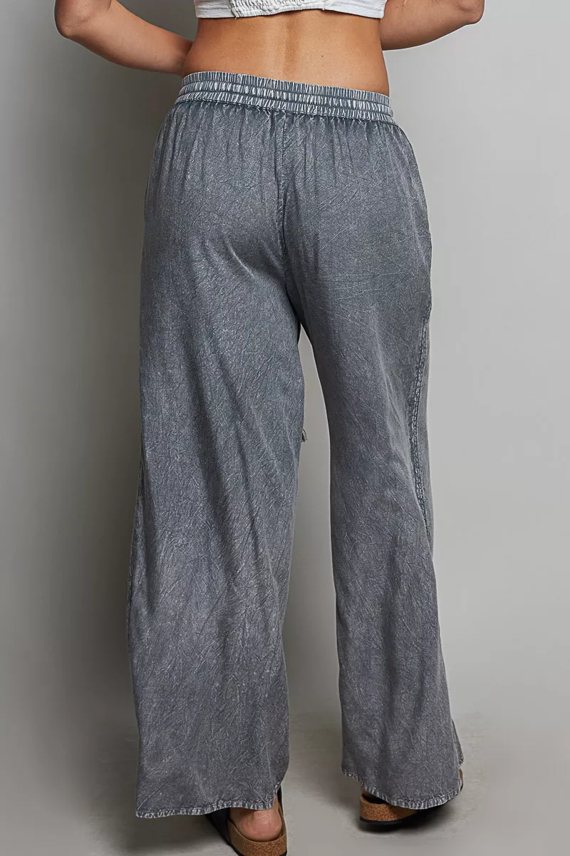 POL Tassel Drawstring Embroidered Wide Leg Woven Pants - Image 3