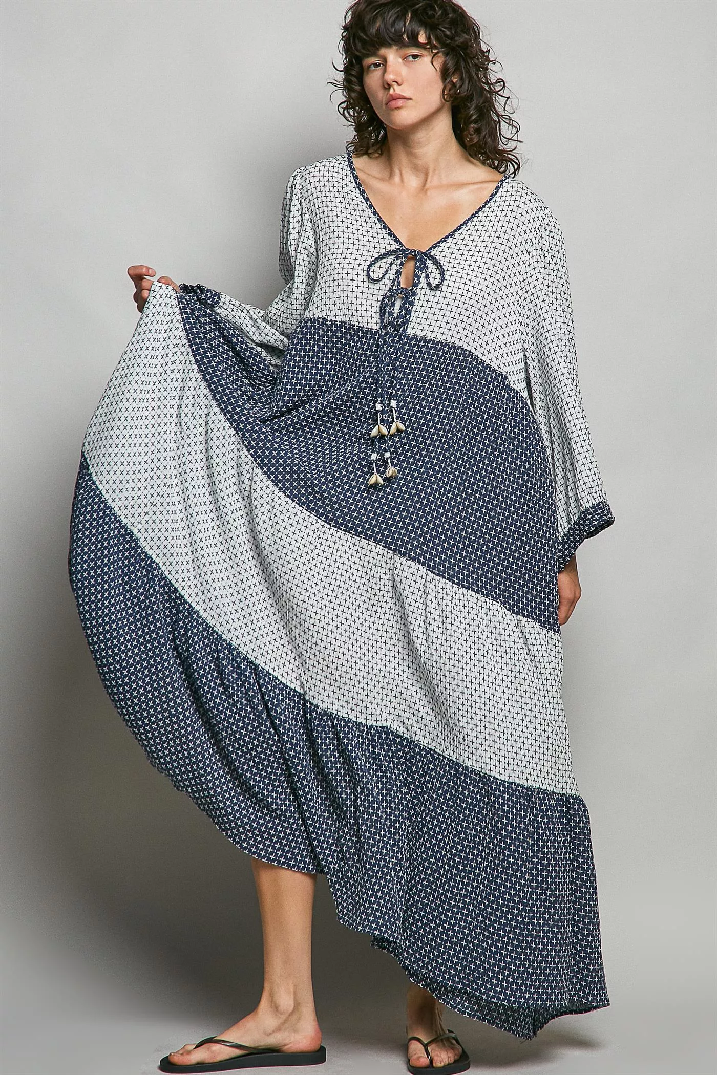 POL Tiered Boho Two-Tone Maxi Dress - Image 3