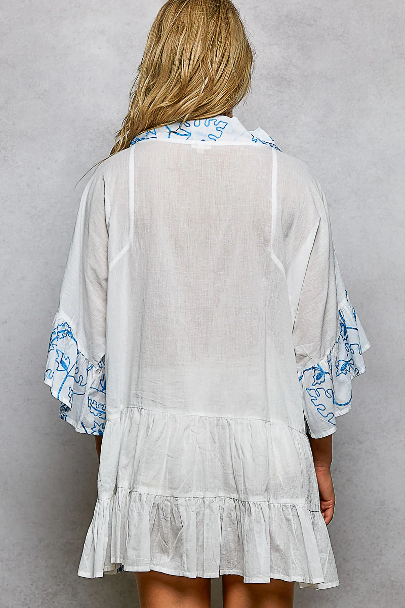 POL Tiered Ruffled Printed 3/4 Sleeve Mini Dress - Image 3