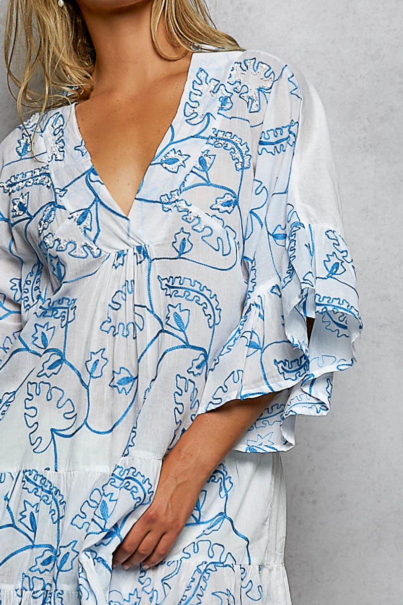 POL Tiered Ruffled Printed 3/4 Sleeve Mini Dress - Image 6