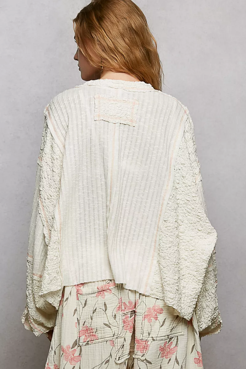 POL V-Neck Long Sleeve Top with Stitch Detail - Image 3