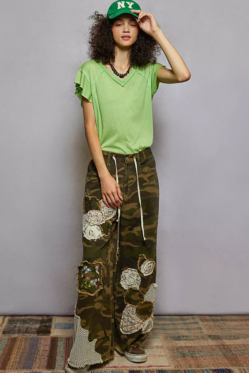 POL V-Neck Short Sleeve T-Shirt with Ruffle Sleeve - Image 6