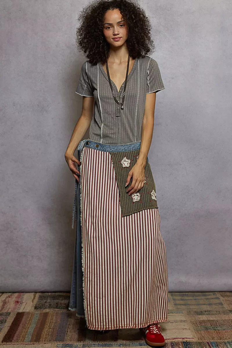POL V-Neck Short Sleeve Top with Stitch Seam Detail - Image 6