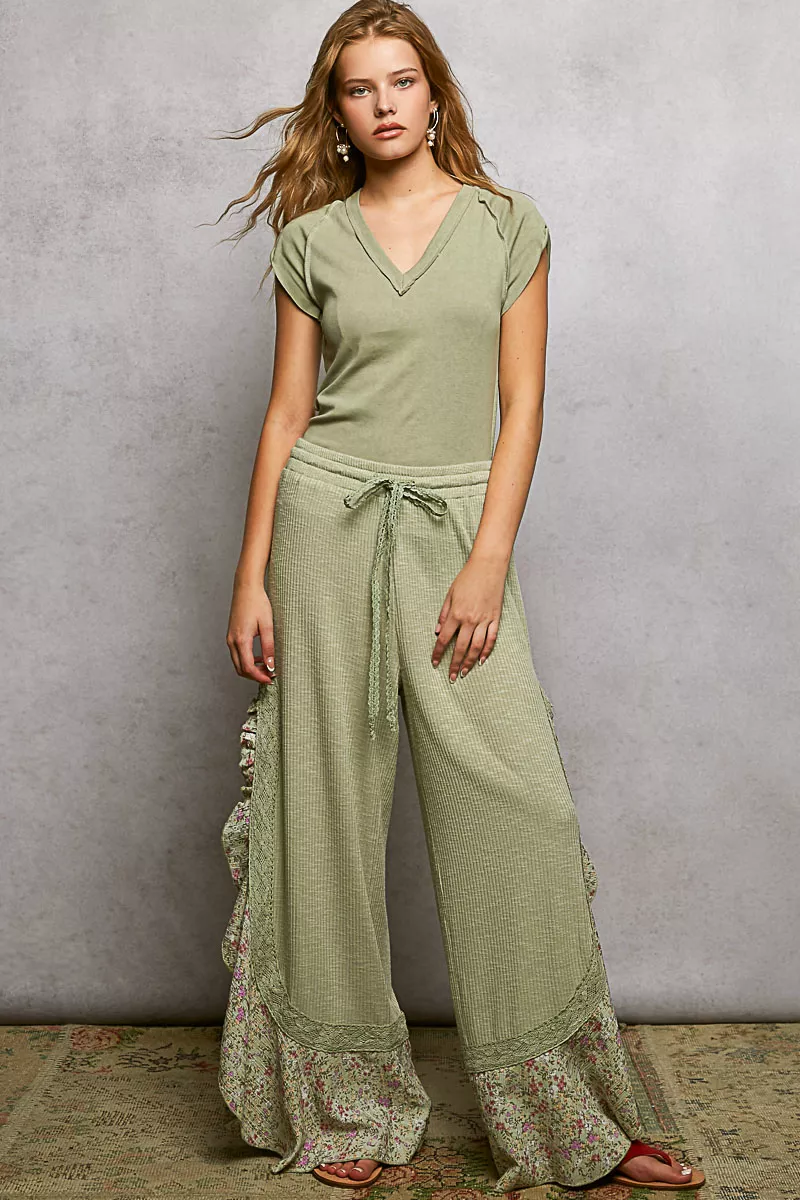 POL V-Neck Short Sleeve Washed T-Shirt with Outseam - Image 5