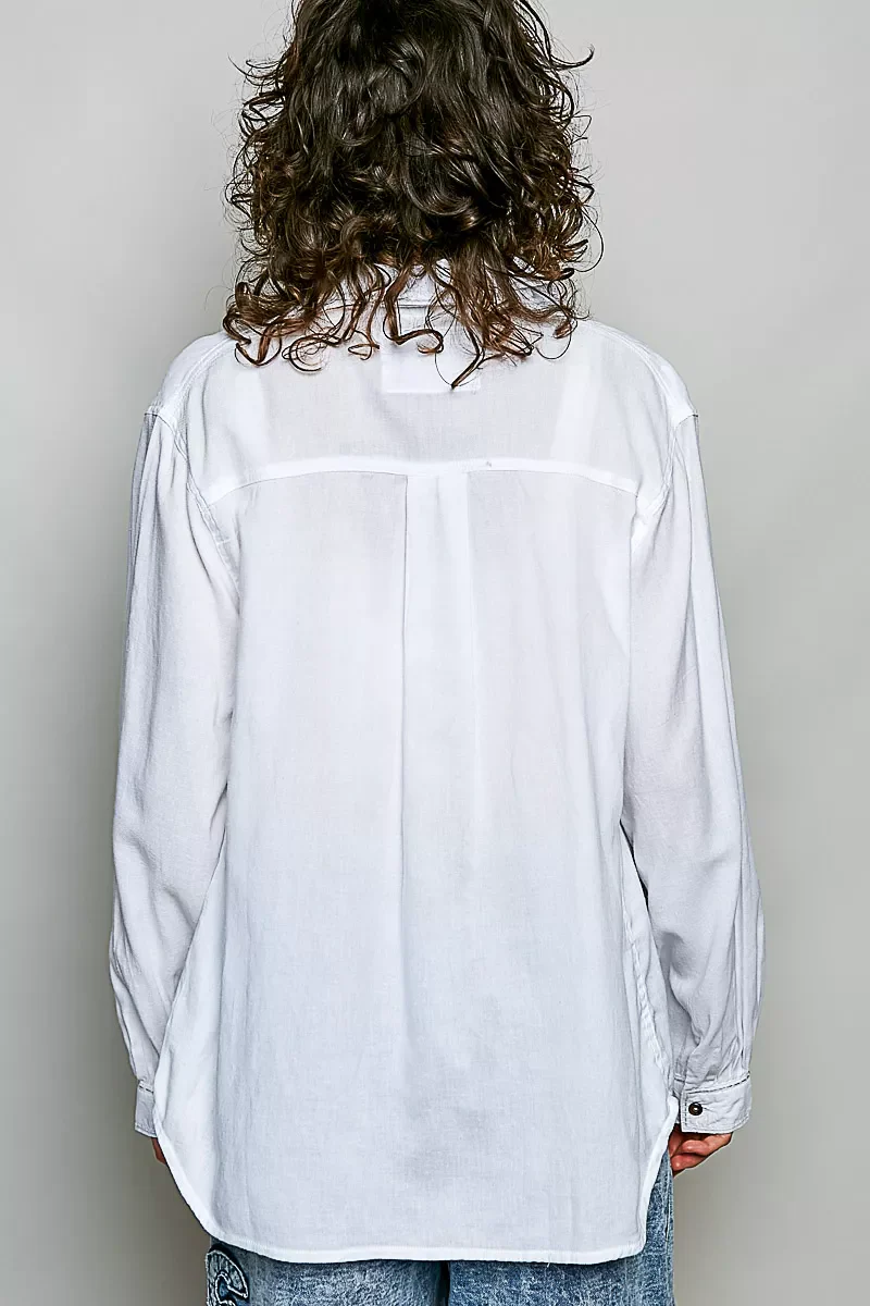POL Washed Textured Cotton Western Button Front Shirt - Image 3