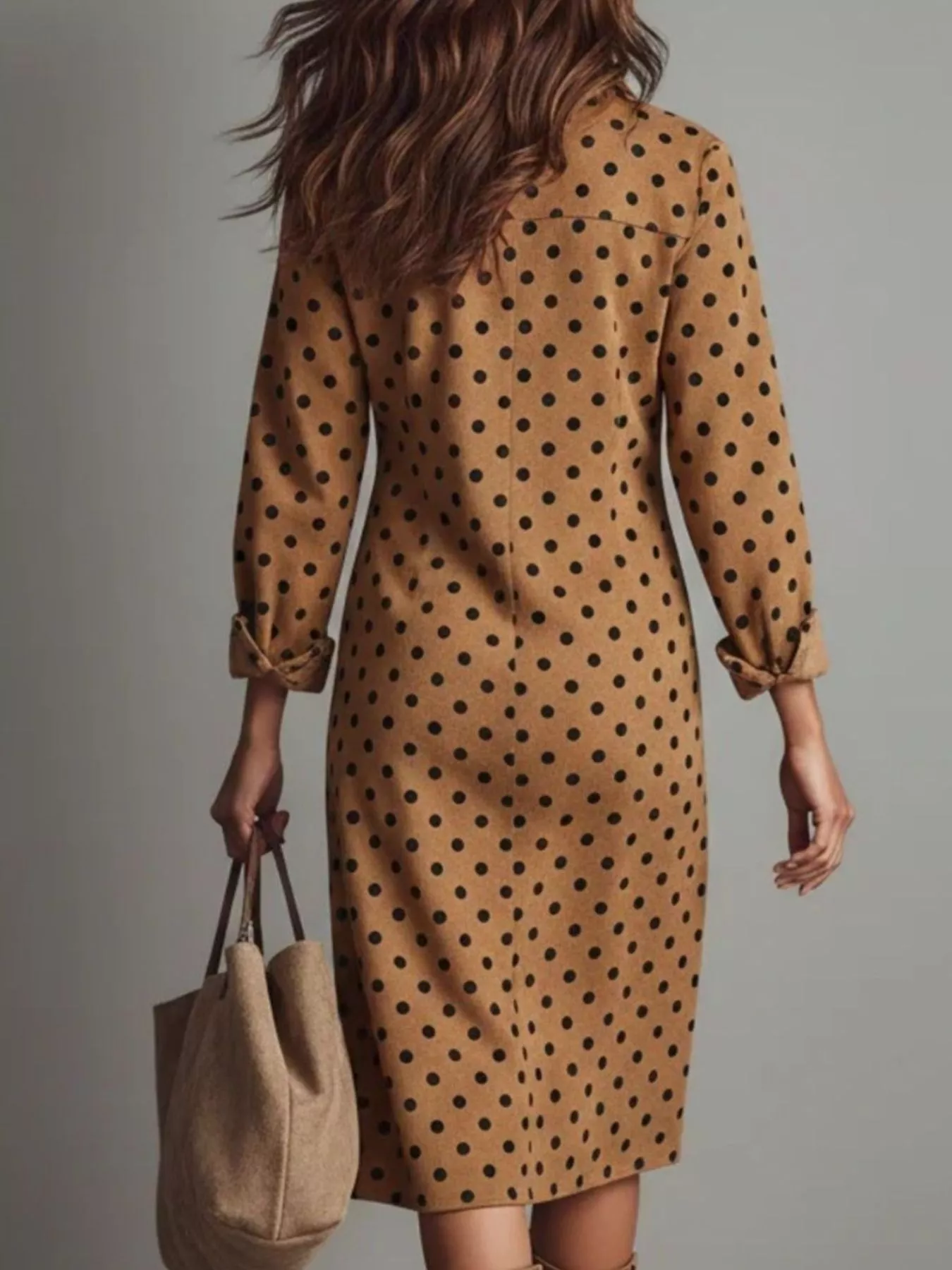 Polka Dot Button-Down Midi Dress - Image 3